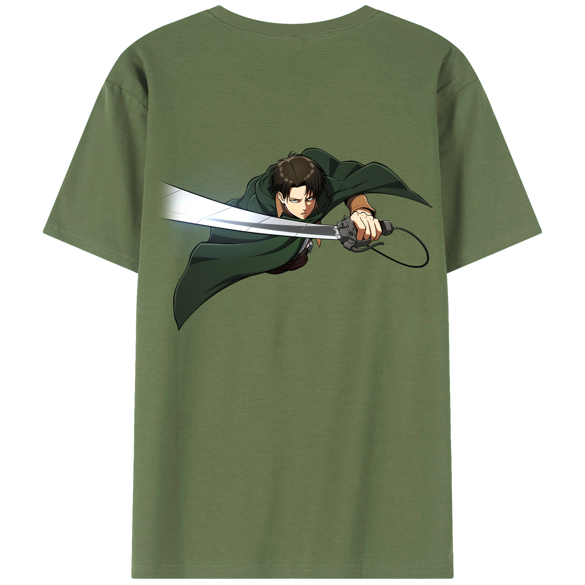 （画像用） 進撃の巨人 リヴァイ·アッカーマン Attack on Titan Levi Ackerman 綿100％ メンズ半袖Tシャツ（バックプリント） 通気性